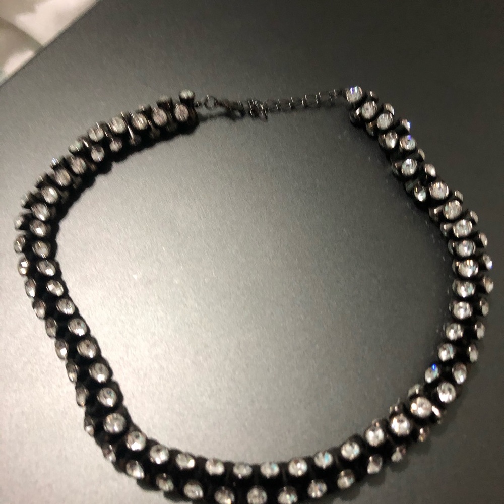 Kenneth Jay Lane Rhinestone Gunmetal Choker - image 1